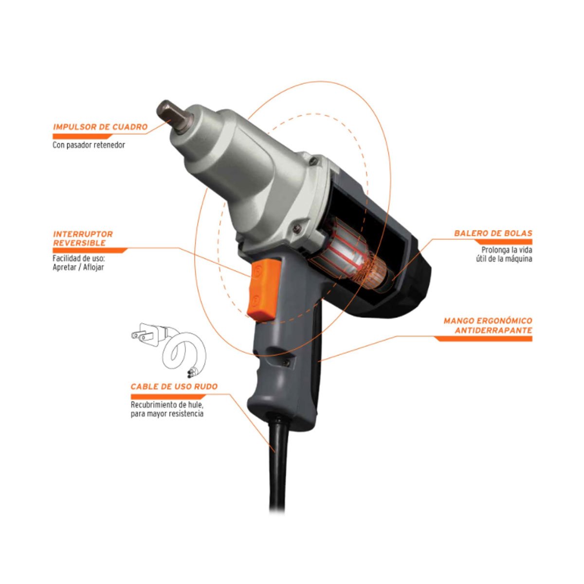 Llave de impacto Truper 11682 1/2" Industrial 900w - Imagen 2