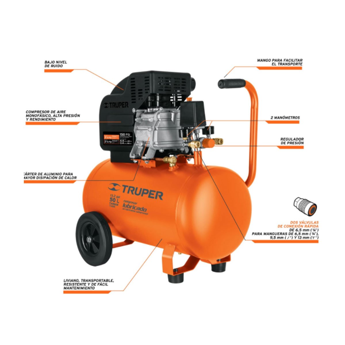 Compresor Truper 15007 50L 3.1/2 Hp 90Psi - Imagen 2
