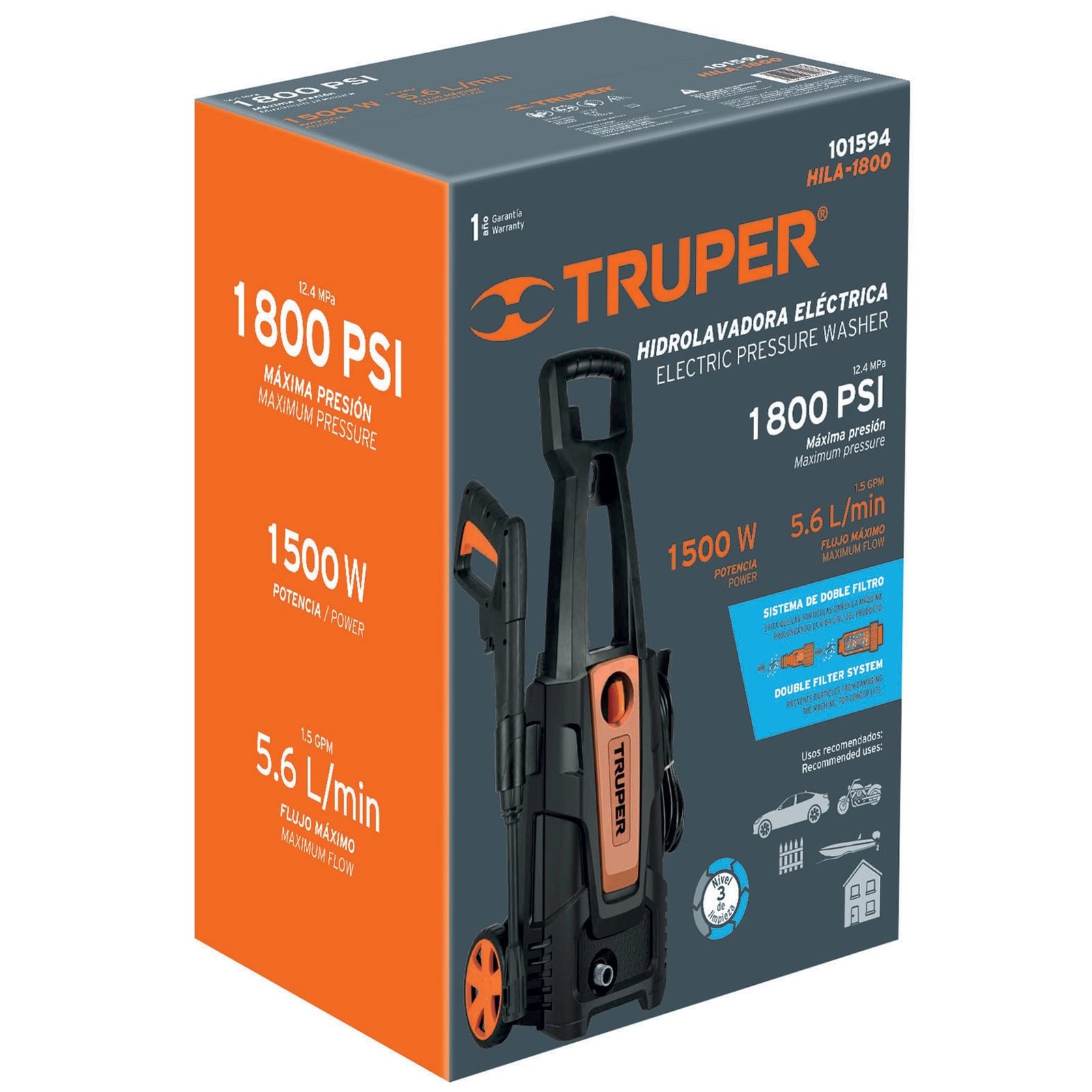 Hidrolavadora-electrica-1800-psi-truper 101594 - Imagen 2