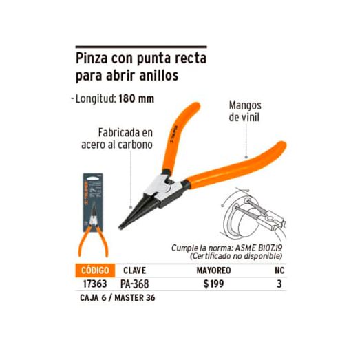 Pinza Punta Recta Para Abrir Anillos  17363 - Imagen 3