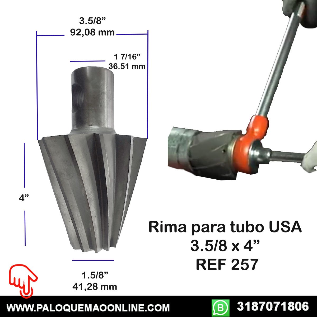 Rima HSS para Tubería 3.7/8 x 4" - Herramienta Industrial