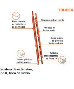 Escalera de extensión Truper ESE-220FV, 20 peldaños, fibra de vidrio
