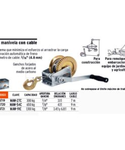 Alternative view of Malacate Manivela C/Cable Truper 14721 910 Kg