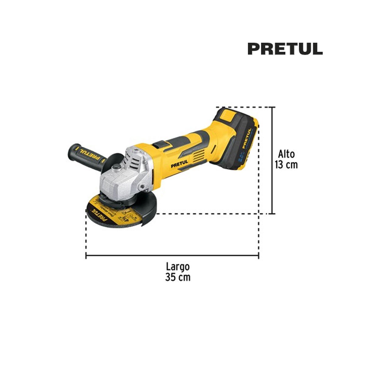 Esmeriladora 4-1/2", 20V, 1 batería 4Ah, PRETUL