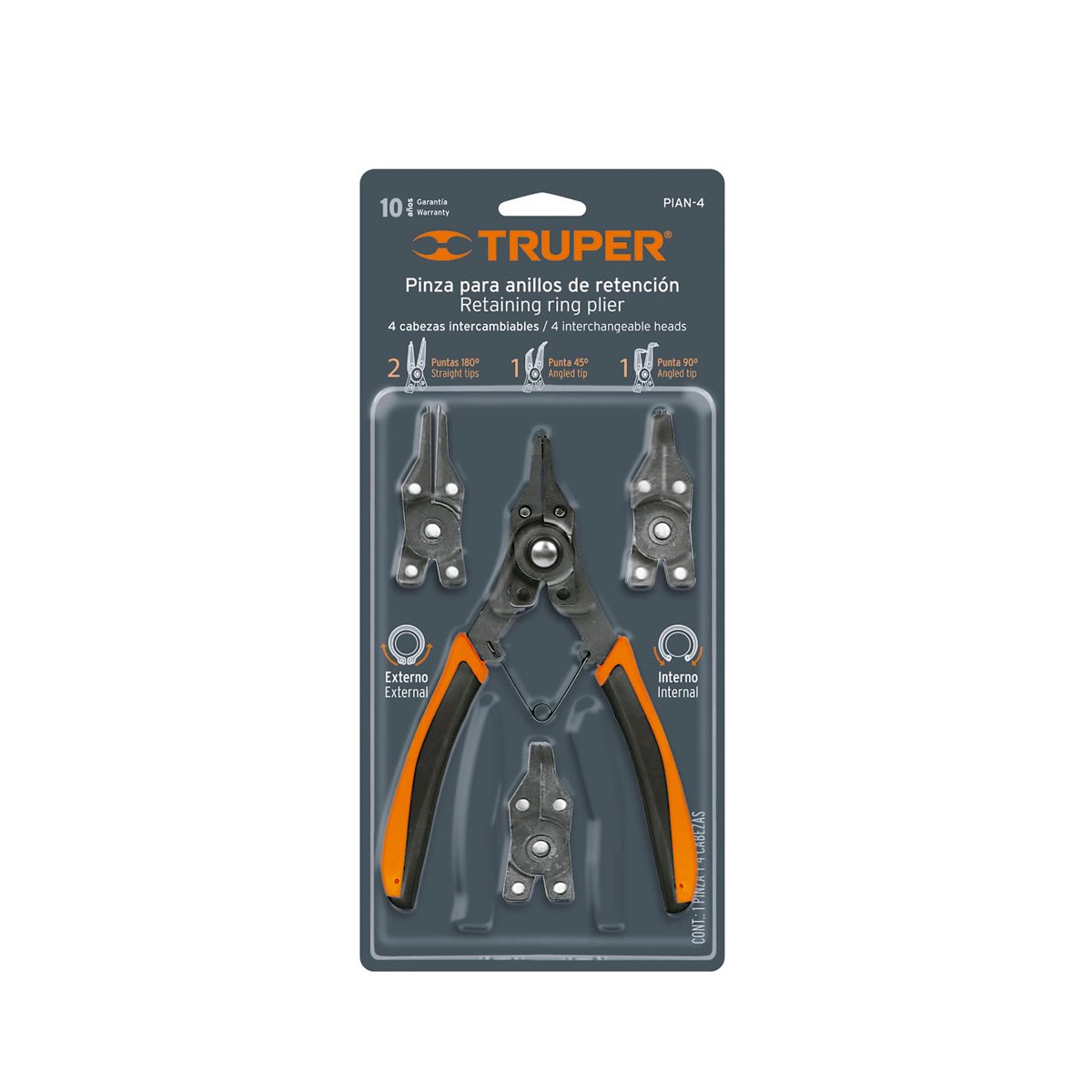 Pinza Para Anillos De Retención, 4 Cabezas Intercambiables 17355 - Imagen 6