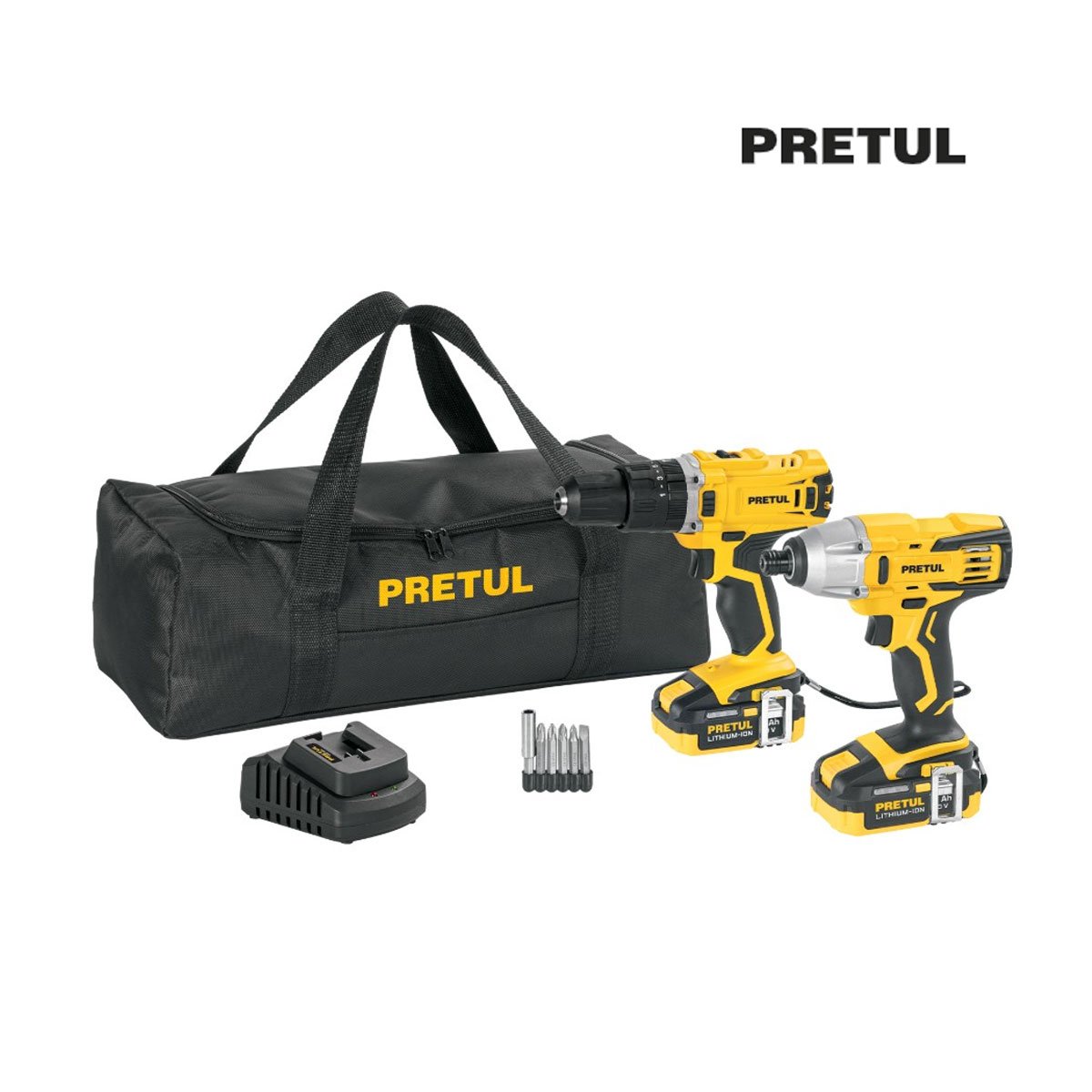 Combo Taladro Percutor/destornillador impacto, 20V, PRETUL 29020