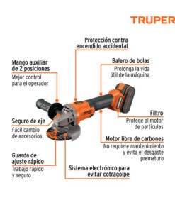 Alternative view of Pulidora 4-1/2", 20V, 1 batería 4Ah, Truper PRO