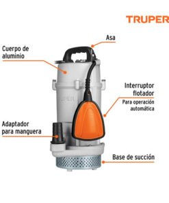 Alternative view of Bomba sumergible cubierta aluminio,agua limpia,3/4HP, TRUPER 15002