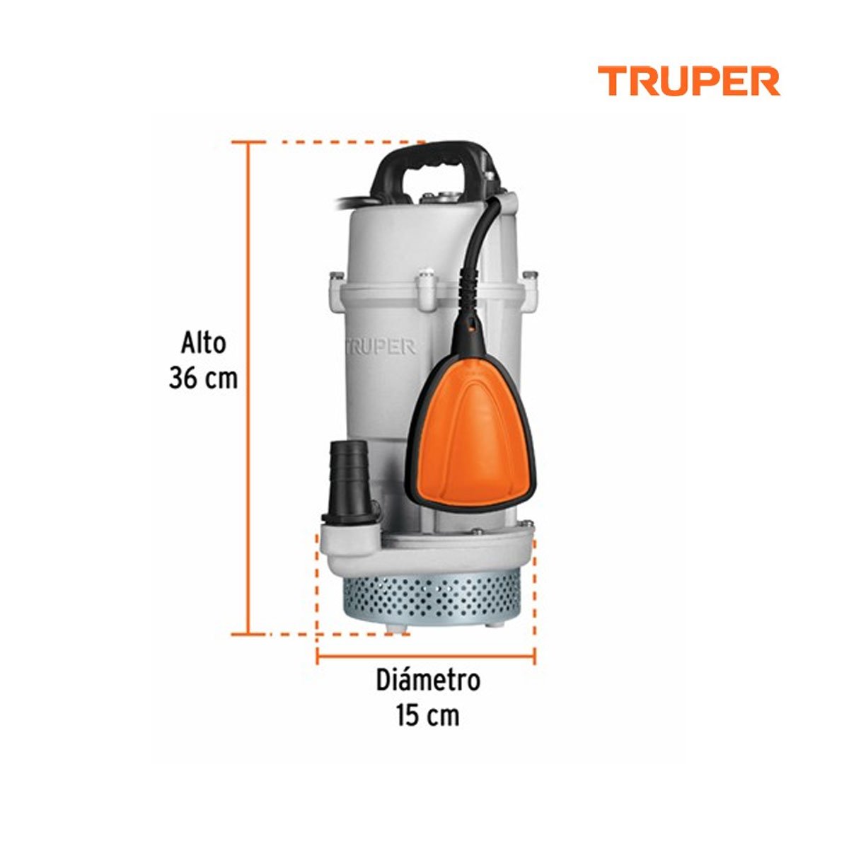 Bomba sumergible cubierta aluminio,agua limpia,3/4HP, TRUPER 15002 - Imagen 3