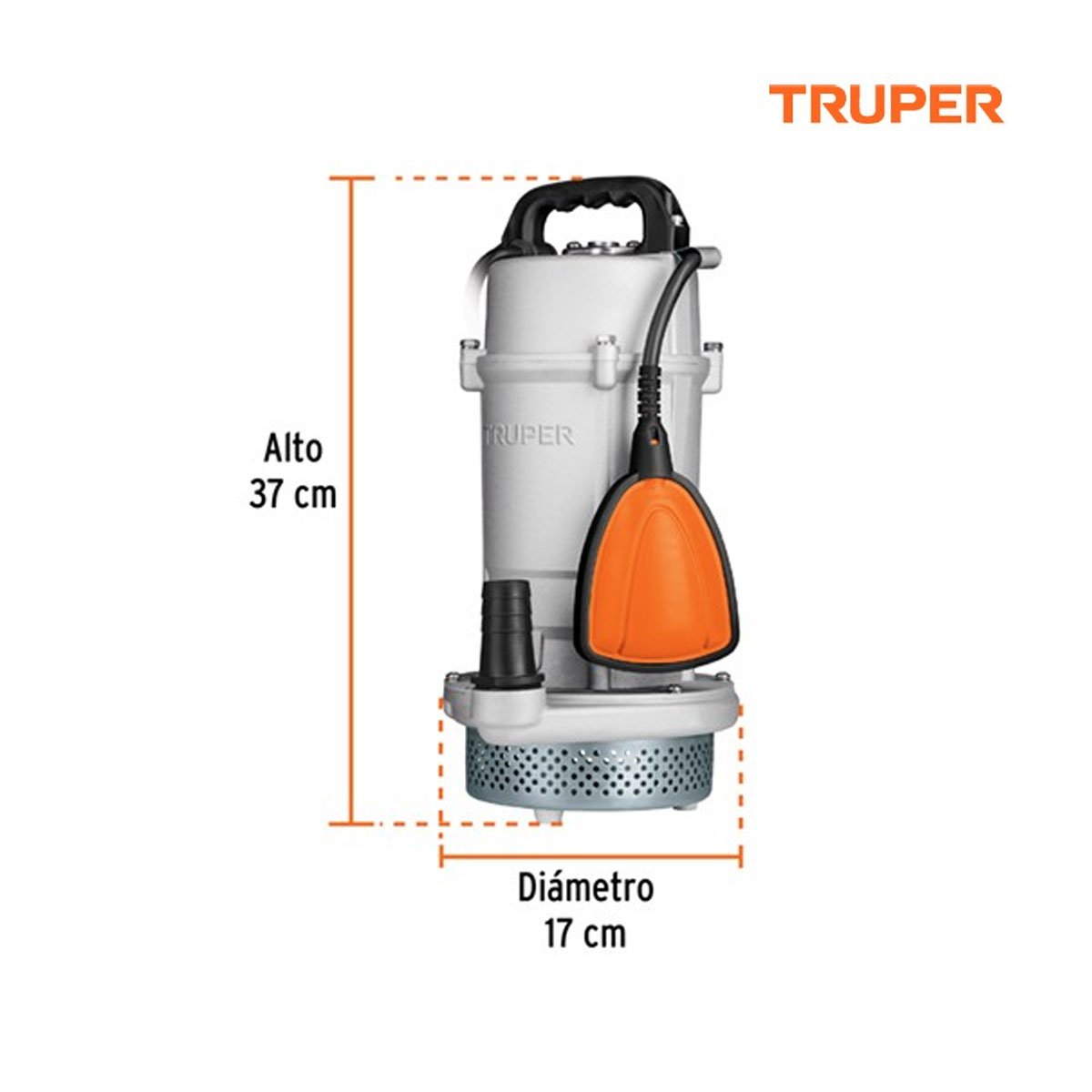 Bomba sumergible cubierta aluminio,agua limpia, 1 HP, TRUPER 15003 - Imagen 3