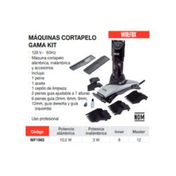Alternative view of Maquina Cortapelo Wolfox Wf1665 Gama Kit