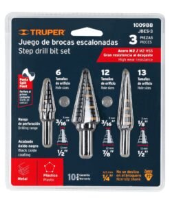 Alternative view of Juego de brocas escalonadas óxido negro 3 piezas Truper