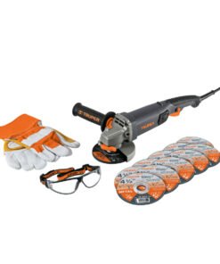 Combo de pulidora angular industrial 950W, 11 discos, guantes y lentes de seguridad Truper 101456