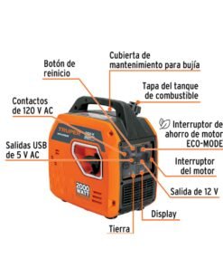 Alternative view of Generador silencioso inverter 2.2 kW, 80 cc, enc. eléctrico