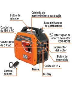 Alternative view of Generador inversores silencioso, encendido manual,  Truper 103278