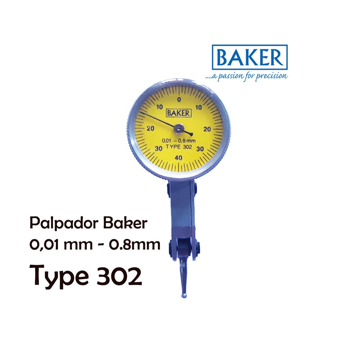 Palpador Baker Type 302 rango 0.01 mm a 0.8 mm