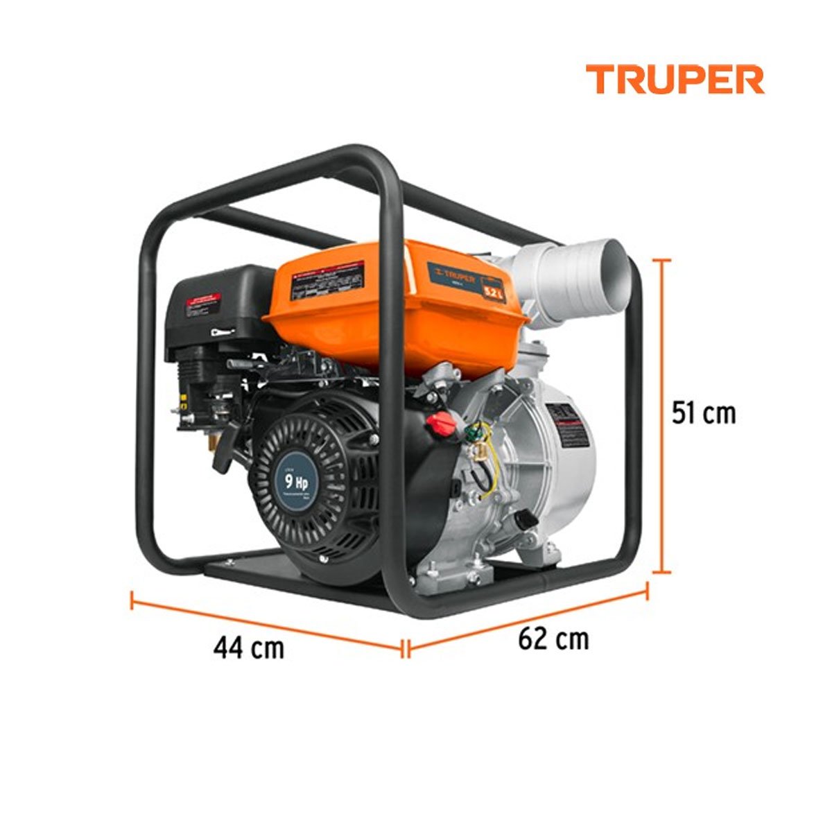 Motobomba autocebante 4"x4", gasolina 9HP, agrícola, TRUPER 17118 - Imagen 3