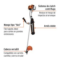 Alternative view of Desmalezadora a gasolina 52 cc mango tipo "bici", 18" corte 11032