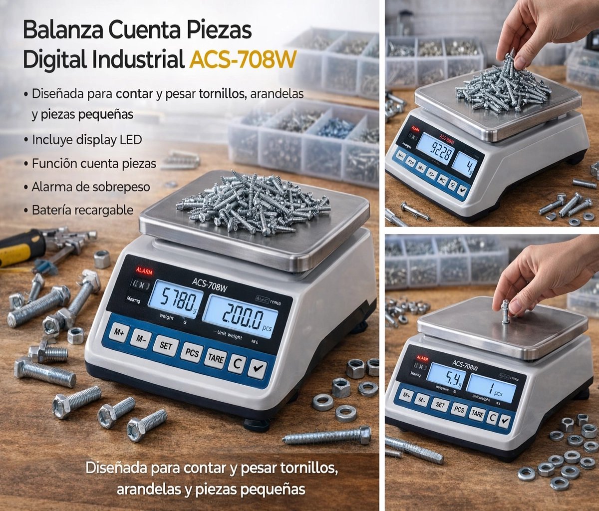 Balanza cuenta piezas digital industrial ACS-708W