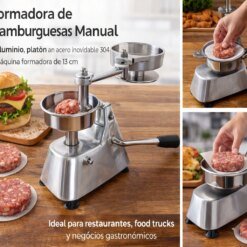 Formadora de hamburguesas manual aluminio 13 cm