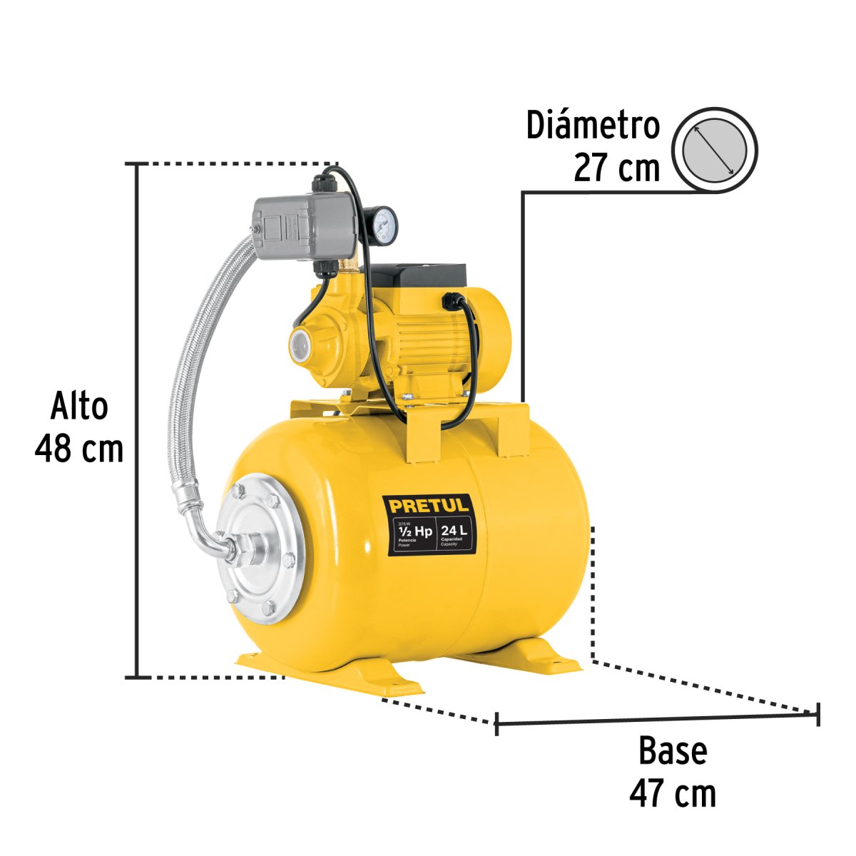 Bomba Hidroneumática 1/2 Hp, 24 L, Pretul 20183 - Imagen 6