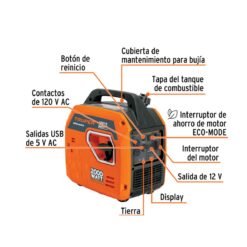 Alternative view of Generador silencioso inverter 2.2 kW, 80 cc, enc. eléctrico
