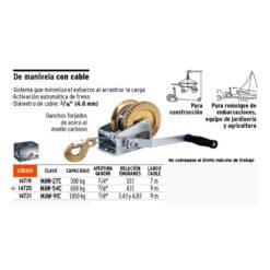 Alternative view of Malacate Manivela C/Cable Truper 14721 910 Kg
