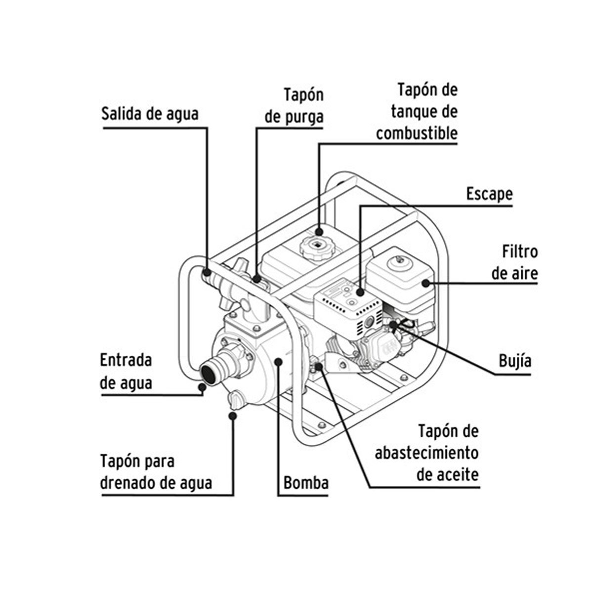 Motobomba autocebante 2"x2", gas. 6-1/2HP, agrícola, PRETUL 28029 - Imagen 3