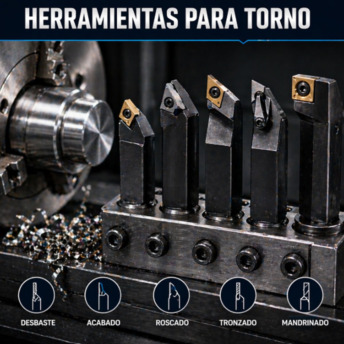 Las herramientas para torno son esenciales en procesos de mecanizado para dar forma y acabado a piezas metálicas con alta precisión. En esta categoría encontrarás portaherramientas, insertos y soluciones para desbaste, acabado, ranurado y roscado, ideales para talleres, mantenimiento y producción metalmecánica.