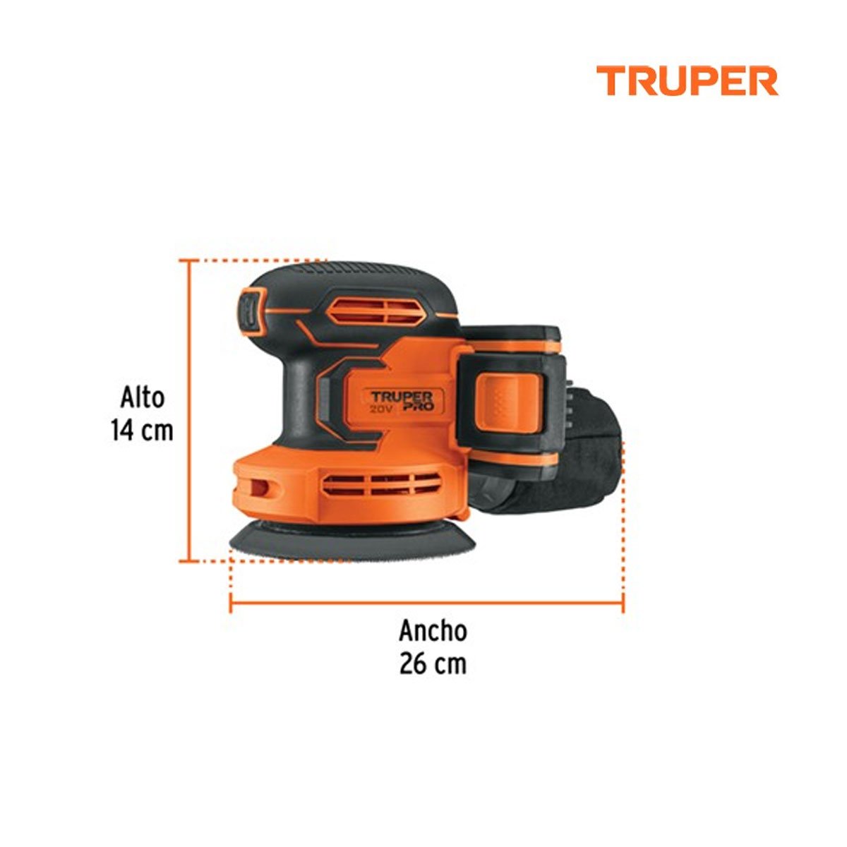 Lijadora roto-orbital 5", 20V, 1 batería 2Ah, TRUPER PRO - Imagen 4