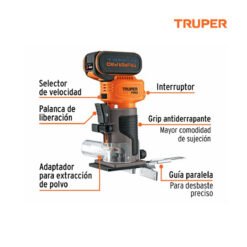 Alternative view of Ruteadora 1/4", 1 batería 4 Ah, Truper PRO