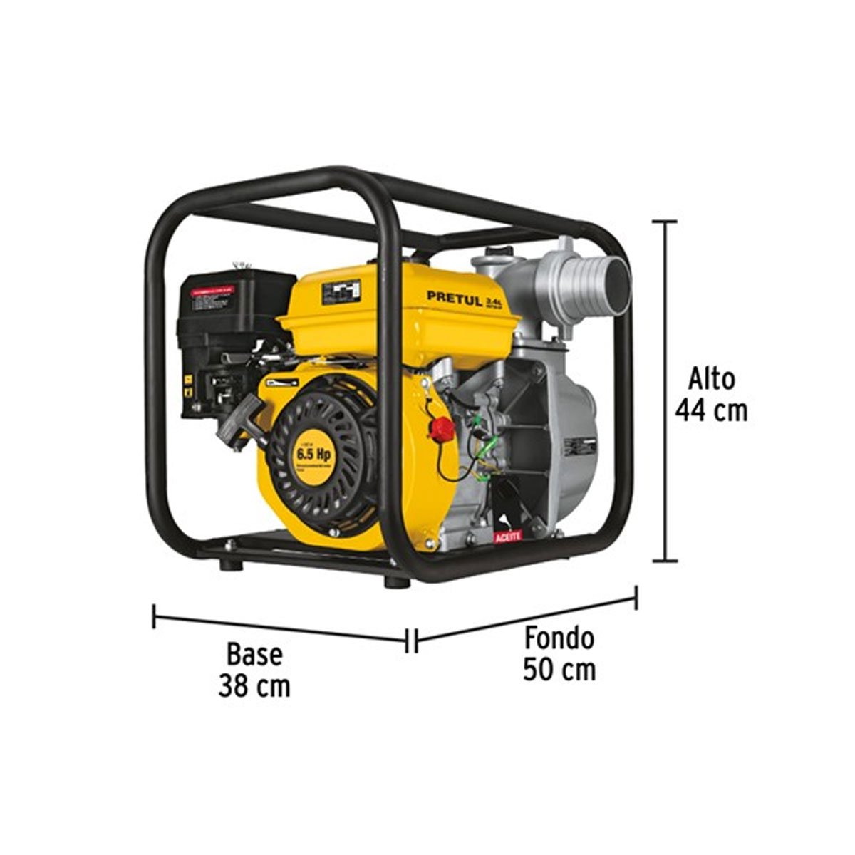 Motobomba autocebante 3"x3", gas. 6-1/2HP, agrícola, PRETUL 26063 - Imagen 2