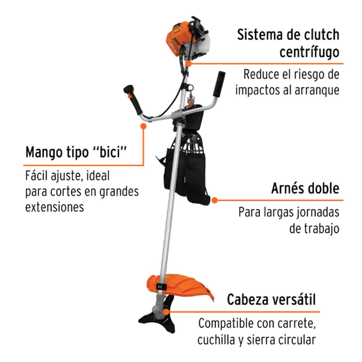 Desmalezadora a gasolina 63 cc mango tipo "bici", 17" corte 12671 - Imagen 2