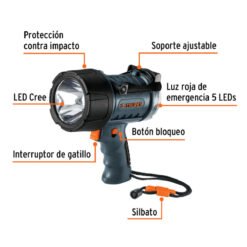 Alternative view of Lámpara recargable de LED 300 lm alta potencia, Truper 12983
