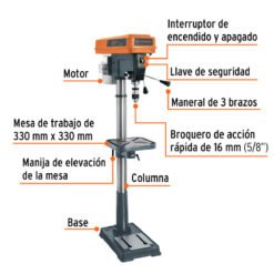 Alternative view of Taladro de piso 17", broquero 5/8", 1200W (1-1/2HP), Truper 16182