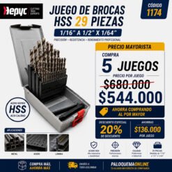 Juego de Brocas HSS Hepyc 29 Piezas Precio Mayorista x5