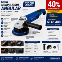 Minipulidora Angular Tc5477 4.1/2 1200W X 20 UNIDADES