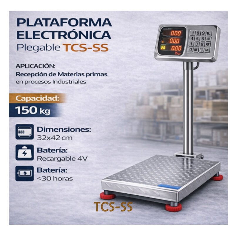 Plataforma electrónica de piso plegable acero TCS-SS 150KG