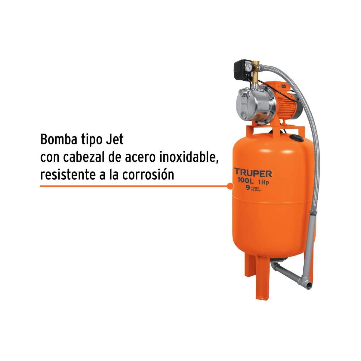 Bomba Hidroneumática 1 Hp, 100 Litros" Truper 12255 - Imagen 4