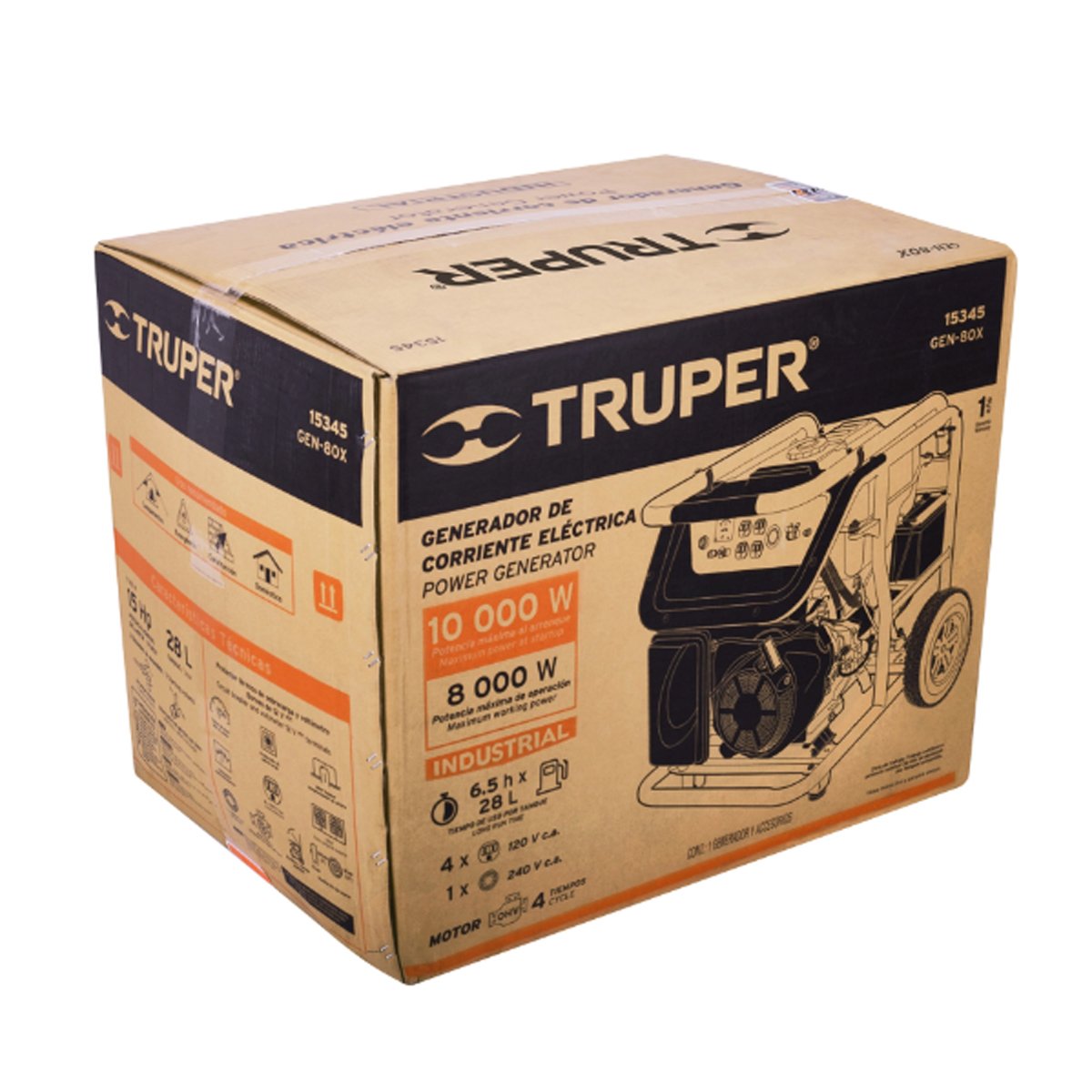Generador portátil 8 kW motor a gasolina, Truper 15345 - Imagen 3