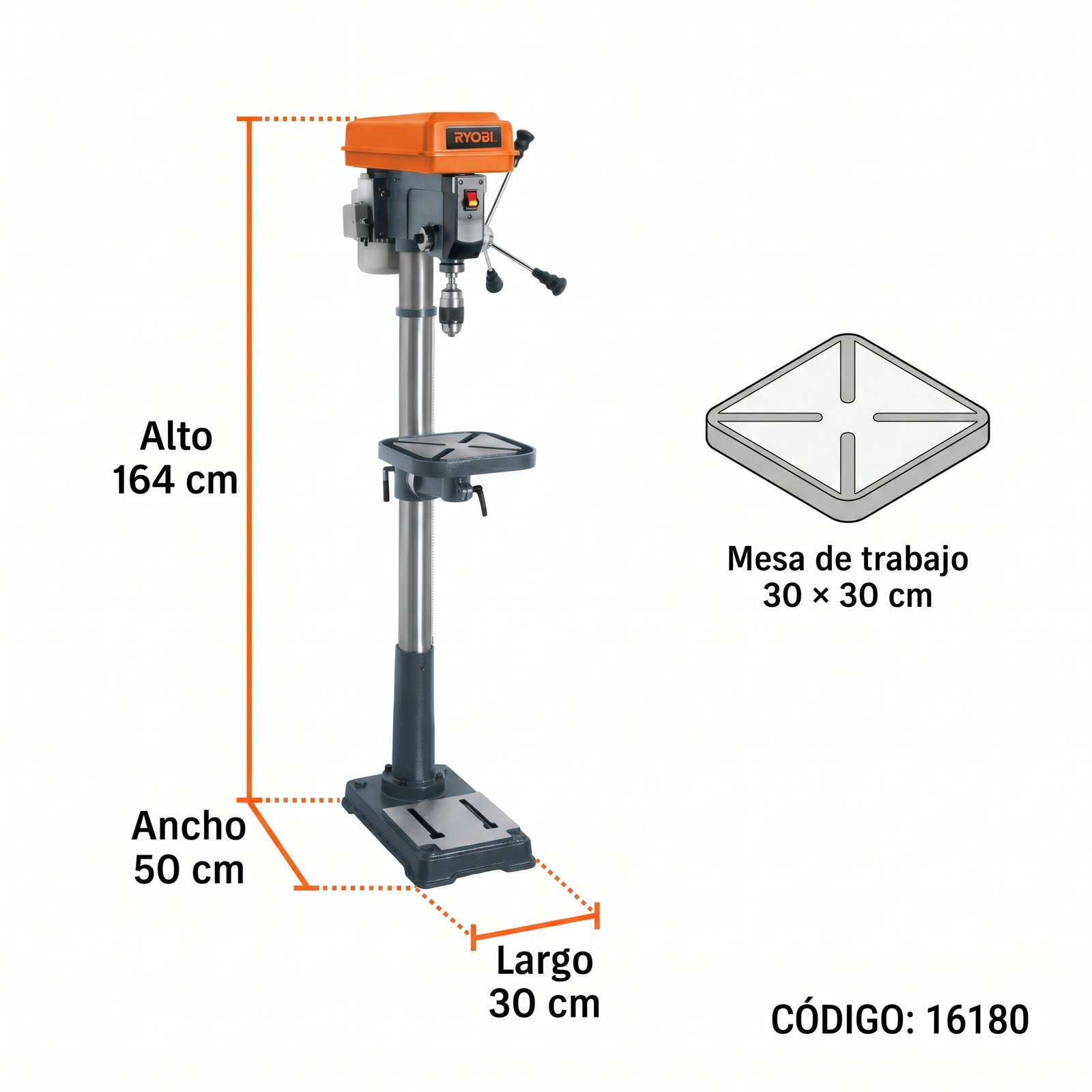 Taladro de piso 15" de 750 W (1 HP)