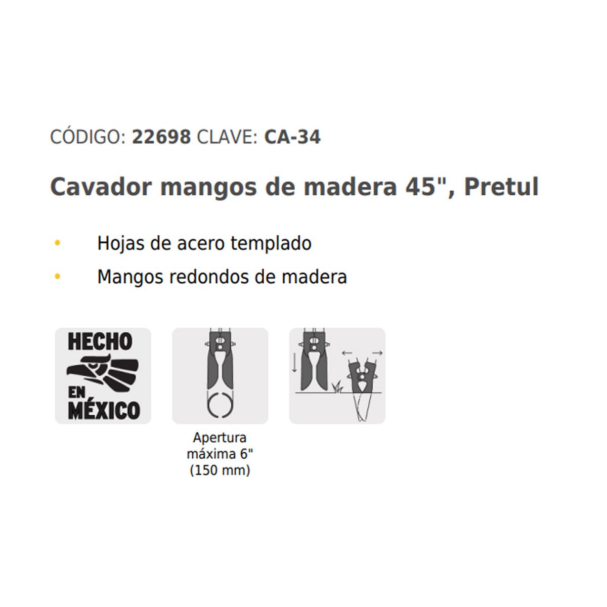Paladraga mango madera PRETUL 22698 44" - Imagen 2