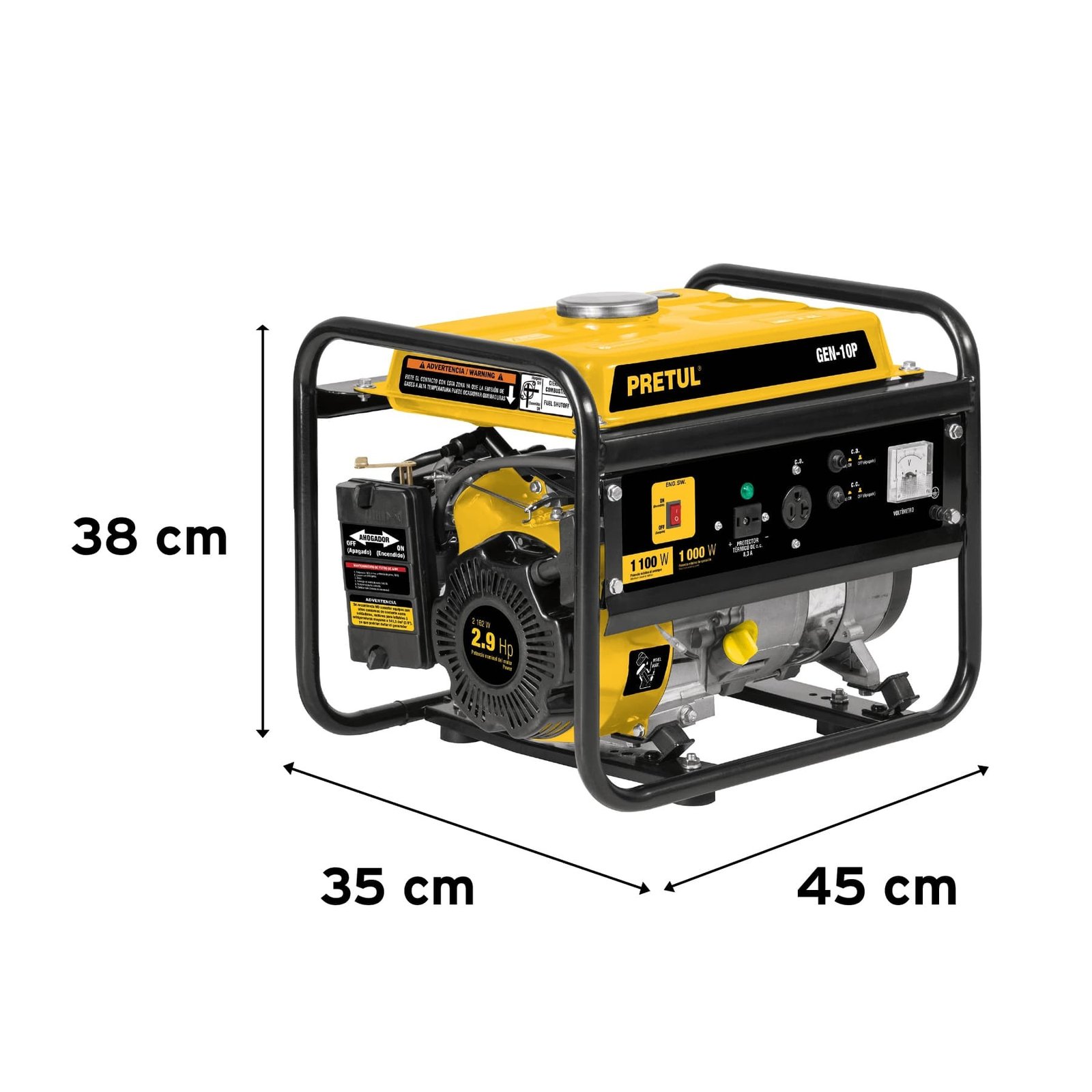Generador eléctrico con motor a gasolina, 1.1 kW, Pretul 26033 - Imagen 4