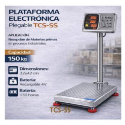 Plataforma electrónica de piso plegable acero TCS-SS 150KG