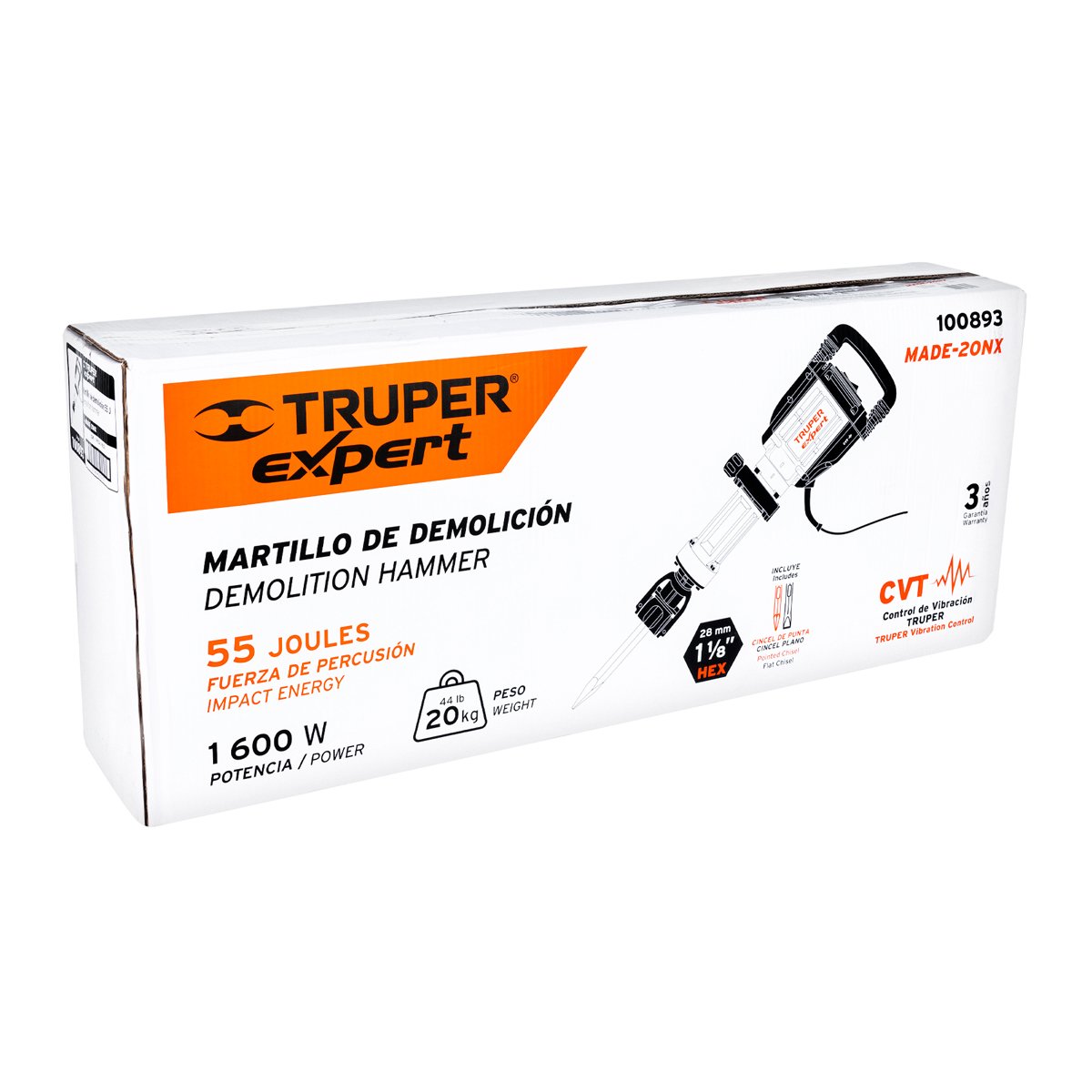Martillo demoledor HEX 20 kg 55 J 1600 W, Truper Expert - Imagen 3