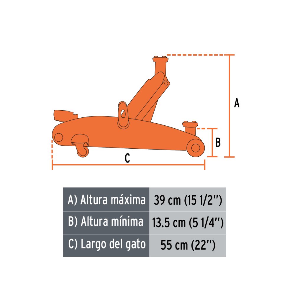 Gato Hidráulico Tipo Zorra, 2.5 Ton Truper 14946 - Imagen 3