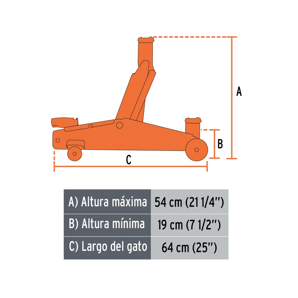 Gato Hidráulico Tipo Zorra, 3 Ton Truper 14947 - Imagen 3